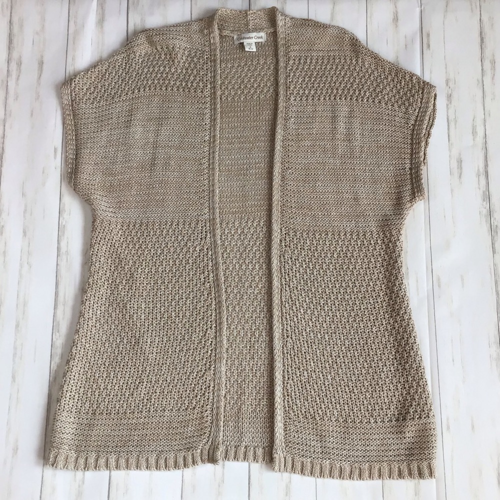 Coldwater Creek Open Knit Short Sleeve Cardigan
